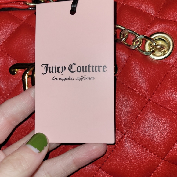 Tomato Red Juicy Couture Quilted Purse - Picture 3 of 9